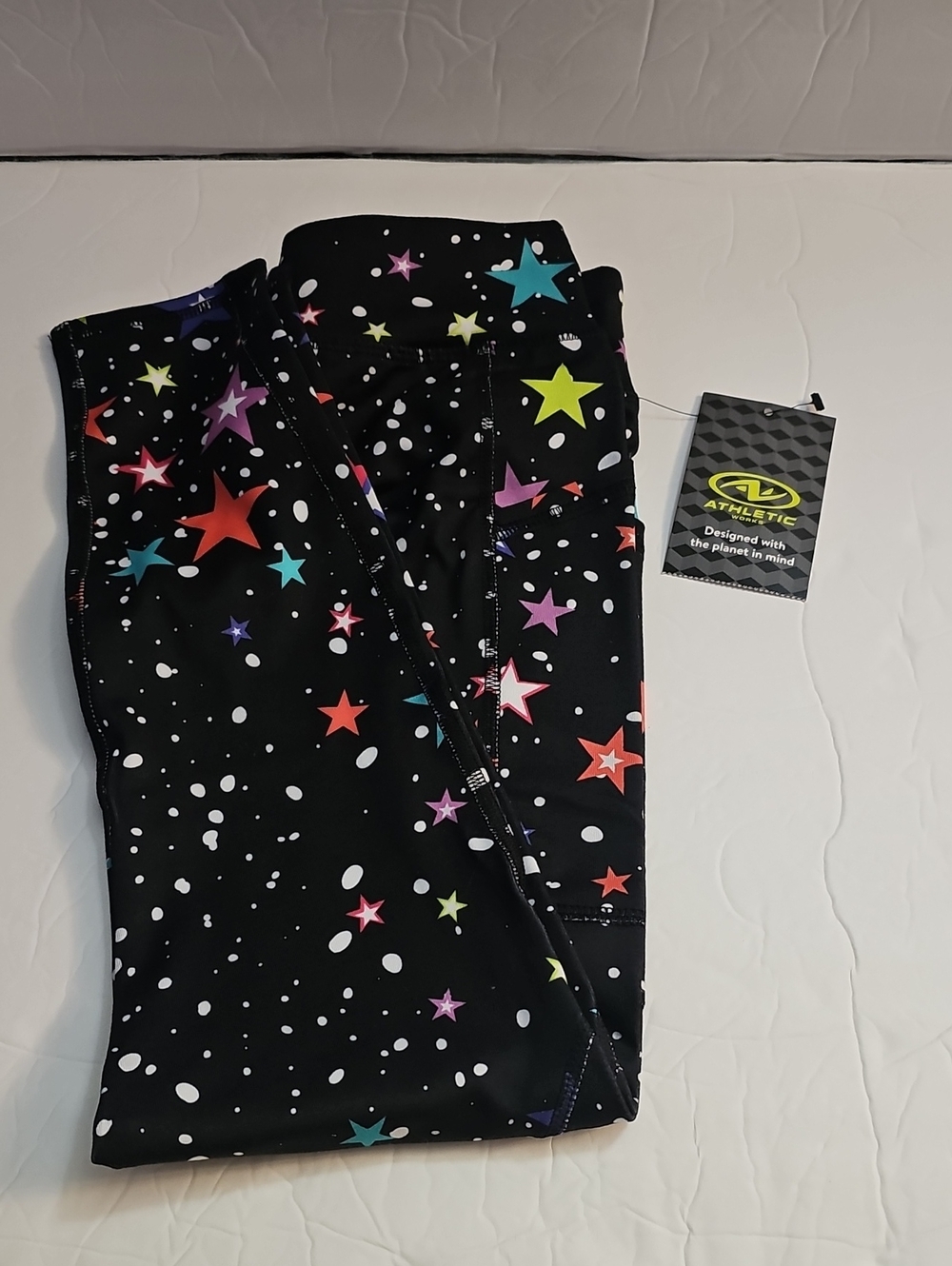 Athletic Works Black Star Print Athletic Leggings.